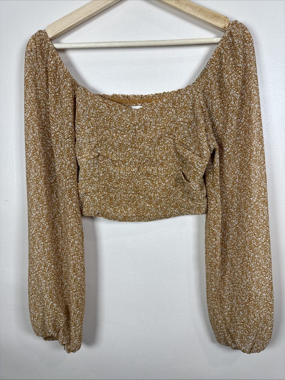 Altar’d State Womens Crop Top Blouse Top Cottage Boho Micro Floral Ruched S